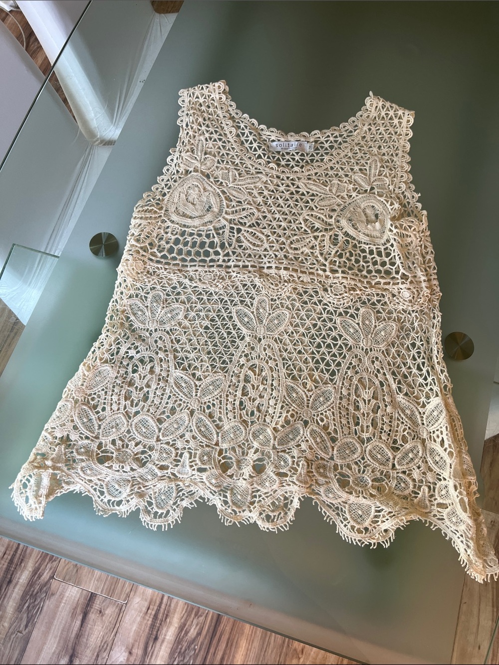 Solitaire by Ravi Khosla Crochet Lace Tank Top